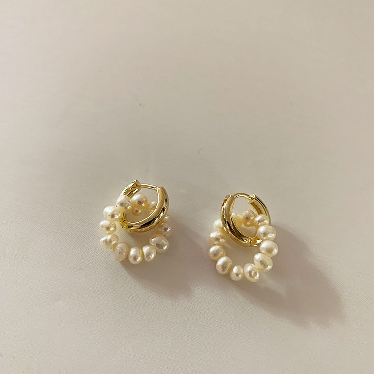 Natural Freshwater Pearl Earrings for Women Two Wear Detachable Simple French Buckle - E-Esther Clothing Store
