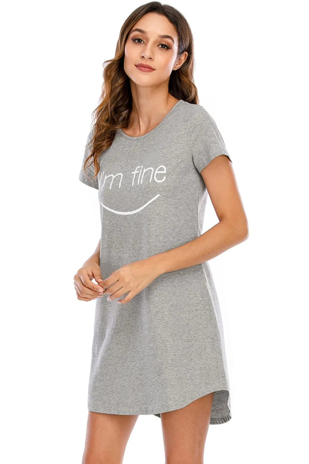 Graphic Round Neck Short Sleeve Lounge Dress - E-Esther Clothing Store