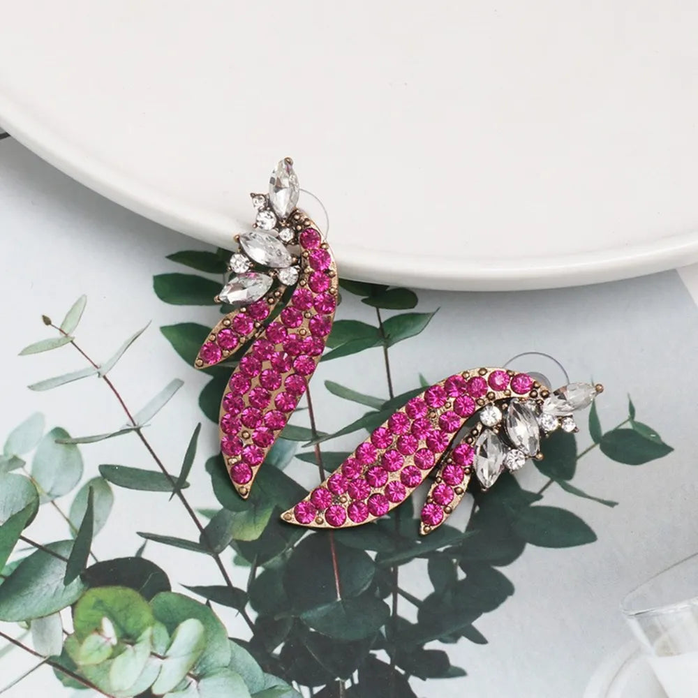 Alloy Glass Stone Stud Earrings - E-Esther Clothing Store