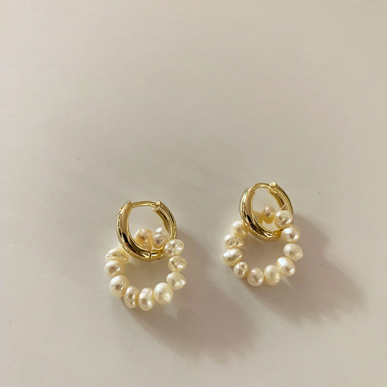 Natural Freshwater Pearl Earrings for Women Two Wear Detachable Simple French Buckle - E-Esther Clothing Store