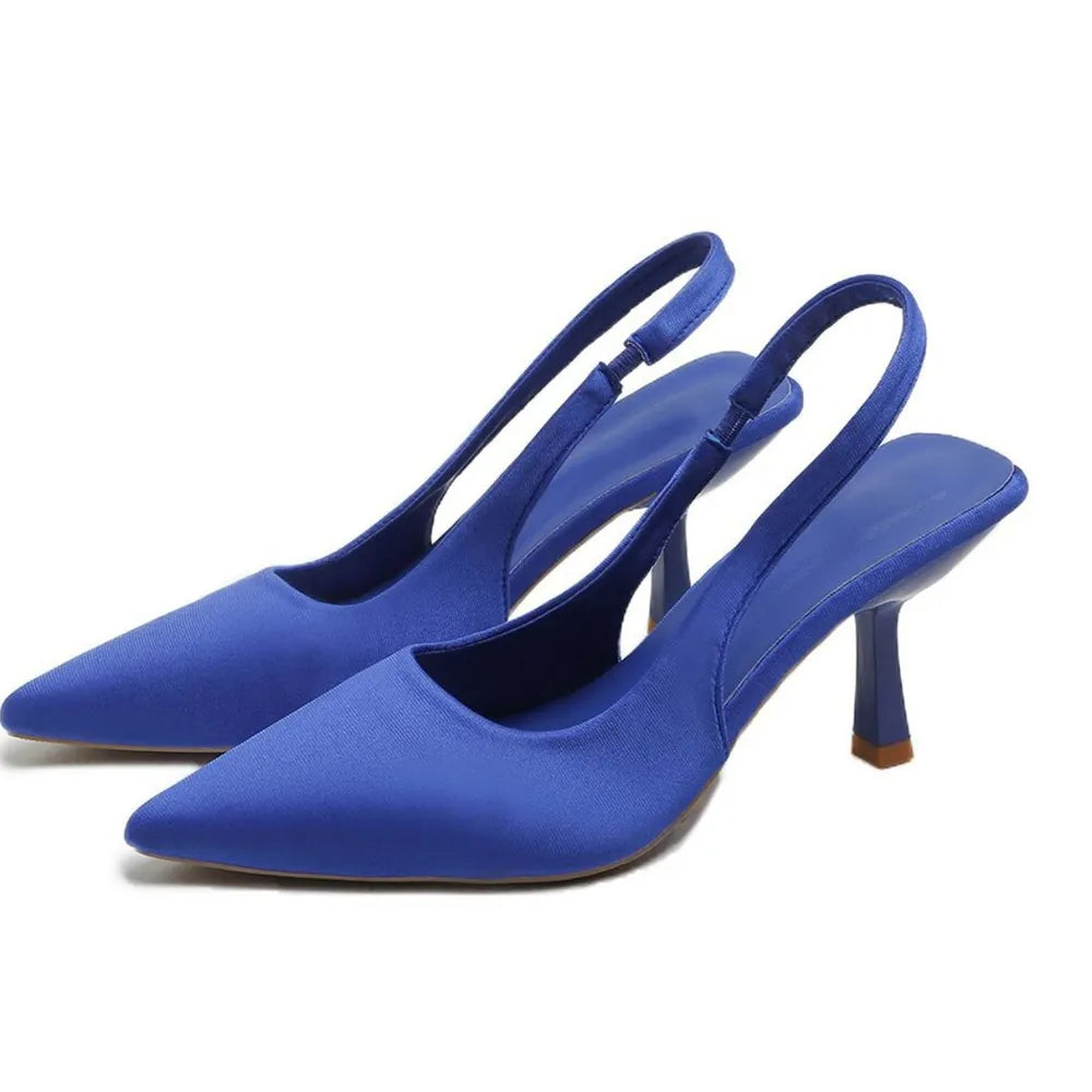 Point Toe Kitten Heel Slingback Pumps - E-Esther Clothing Store