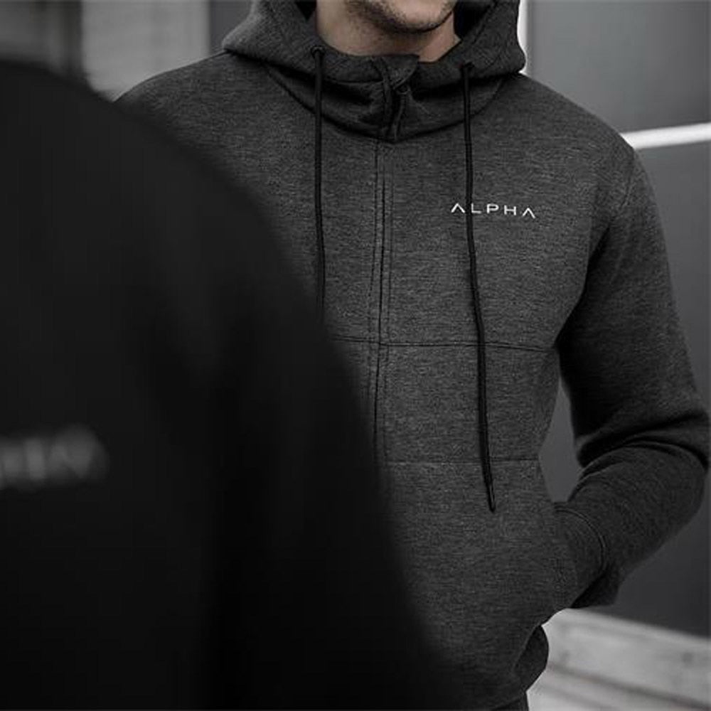 Mens Hoodies Fashion Alpha Brand Hoody Cotton Long Sleeves SweatShirt Zipper Cardigan Style Hoody Male Casual Sweatshirt - E-Esther Clothing Store
