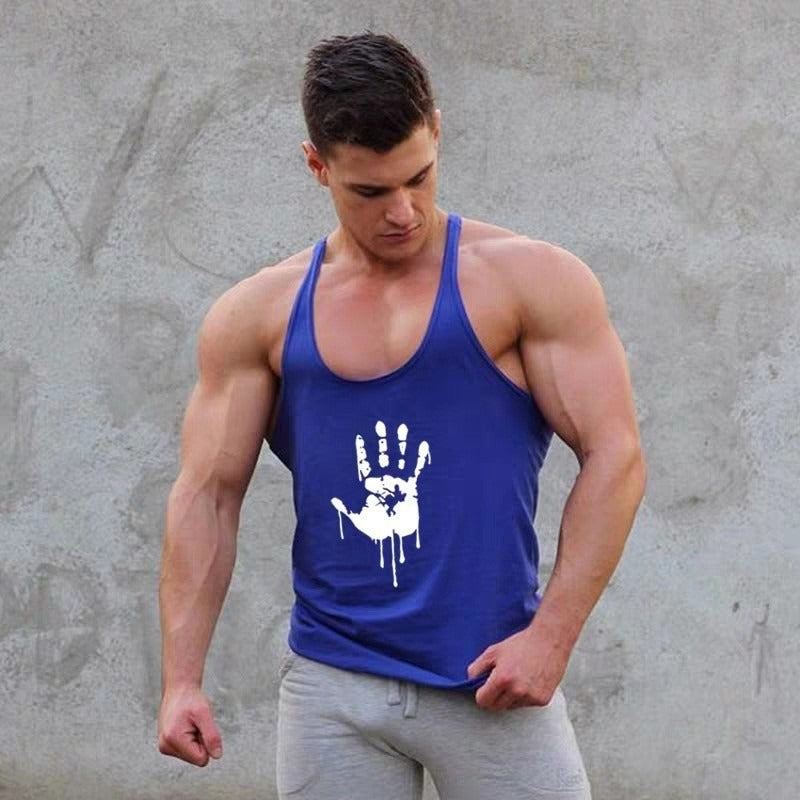 Fitness Tank Top Mens Sports Tank Top Summer Muscle Tank Top Cotton Sweat absorbing Embossed Thin Belt Tank Top - E-Esther Clothing Store
