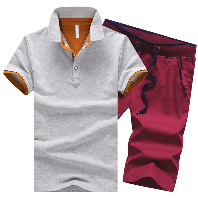 Cotton Mens Sets Summer Button Polo Shirts Sets Turn Down Mens Shorts 4XL Men Clothes 2 Piece Set Elastic Waist Shorts - E-Esther Clothing Store