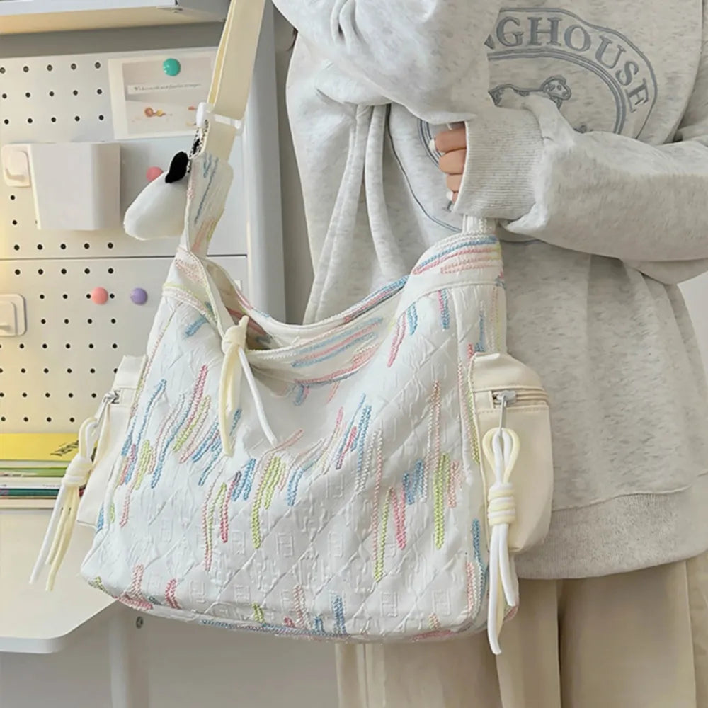 Contrast Texture Shoulder Bag - E-Esther Clothing Store