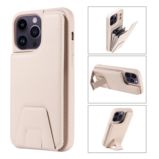 Suitable for Apple 15 phone case 13promax stand phone case adhesive leather anti drop 12 accordion card insertion phone case - E-Esther Clothing Store