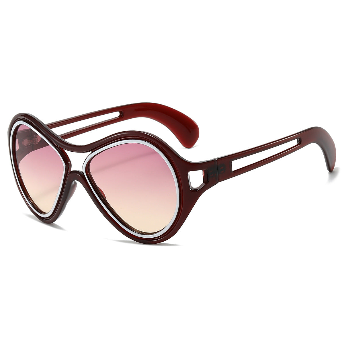 New European and American Sunglasses for Women UV400 Fashion Double Beam Round Frame Personalized PC Hollow Sunscreen Sunglasses - E-Esther Clothing Store