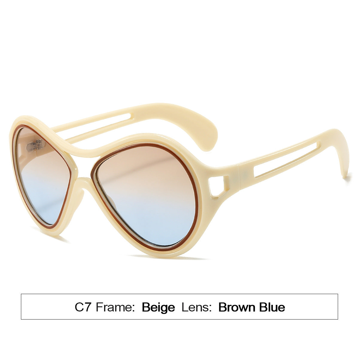 New European and American Sunglasses for Women UV400 Fashion Double Beam Round Frame Personalized PC Hollow Sunscreen Sunglasses - E-Esther Clothing Store