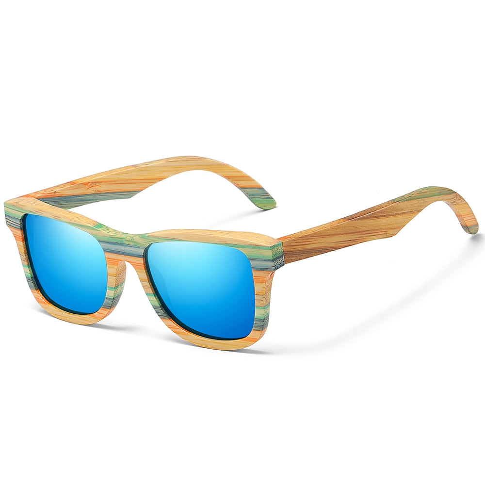 Skateboard Wood Bamboo Sunglasses Polarized for Women Mens New Brand Designer Wooden Sun Glasses UV Protection Lens - E-Esther Clothing Store