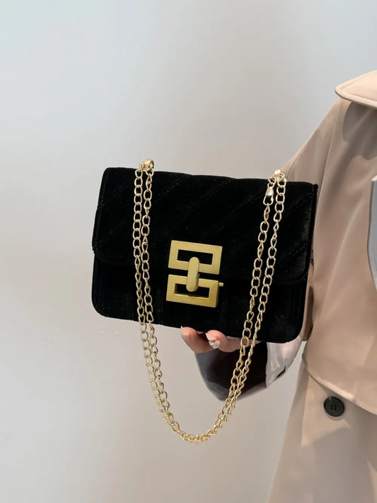 Solid Color Chain Shoulder Bag - E-Esther Clothing Store