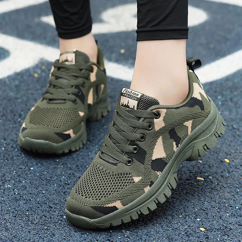Camouflage Lace Up Mesh Breathable Athletic - E-Esther Clothing Store