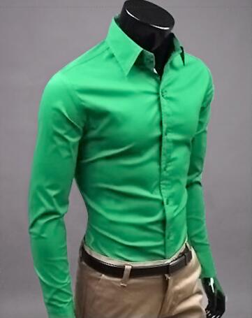 Men Shirt Long Sleeve Fashion Mens Casual Shirts Cotton Solid Color Business Slim Fit Social Camisas Masculina - E-Esther Clothing Store