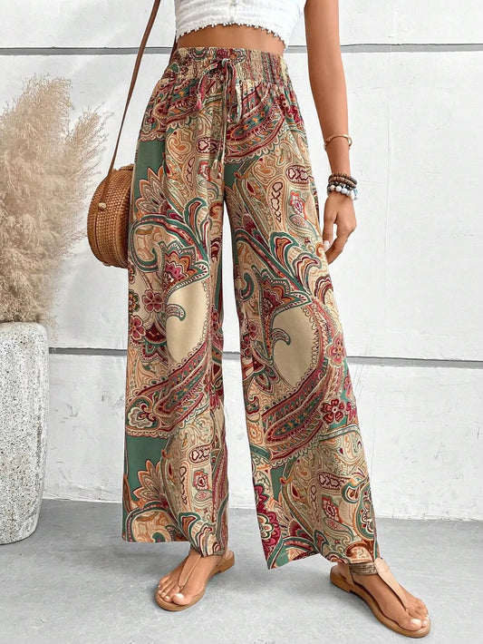 Printed Wide Leg Pants - E-Esther Clothing Store