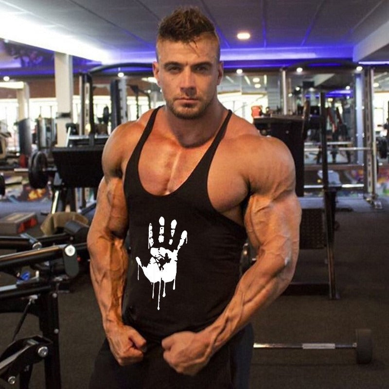 Fitness Tank Top Mens Sports Tank Top Summer Muscle Tank Top Cotton Sweat absorbing Embossed Thin Belt Tank Top - E-Esther Clothing Store