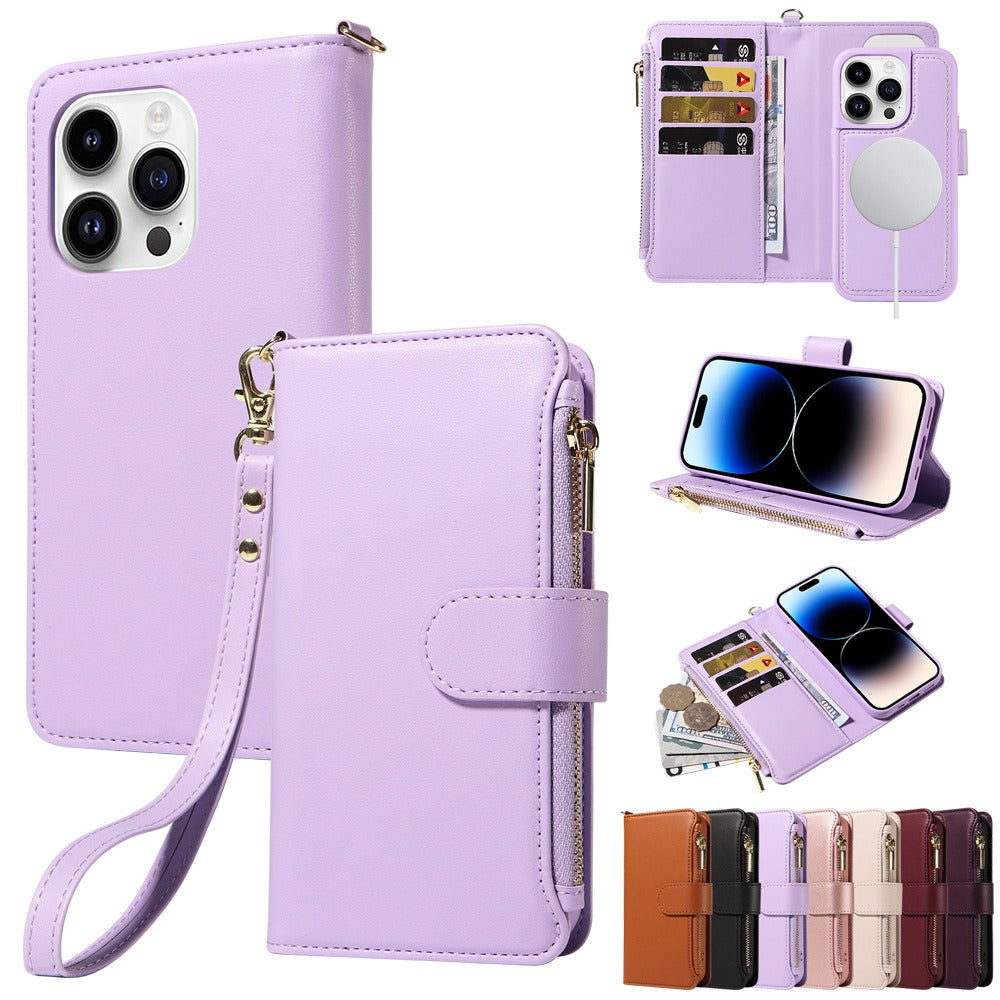 Apple 15 phone case flip wireless charging iPhone 14 phone leather case wallet style phone protection case - E-Esther Clothing Store