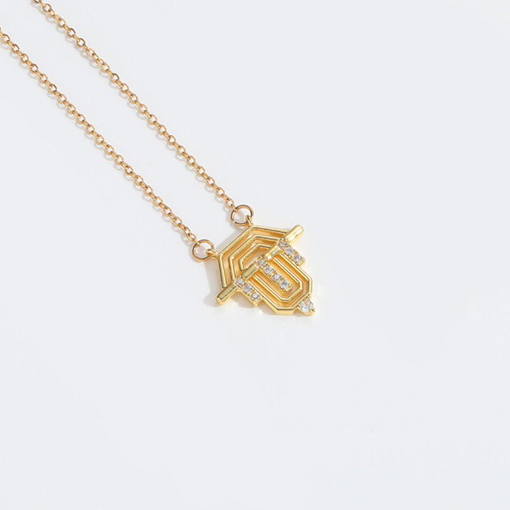 Roman retro flag design pendant necklace for women's collarbone chain - E-Esther Clothing Store