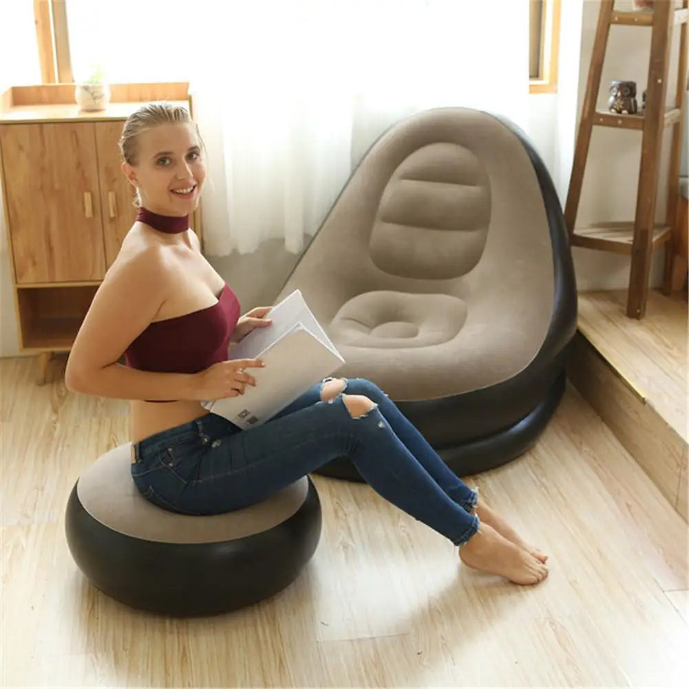 Inflatable Air Mattress Lazy Sofa Deck Chair Comfortable Leg Stool Rest Single Beanbag for home and Outdoor Use - E-Esther Clothing Store
