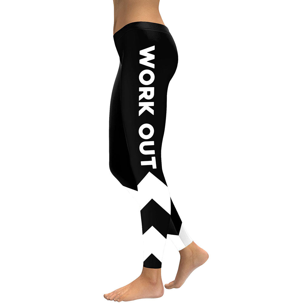 Slim New Striped Women Leggings Workout Digital Print Fitness High Waist Leggin Black White Patchwork Legging Pant - E-Esther Clothing Store