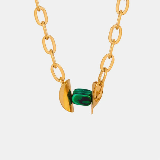 Natural Stone Pendant Titanium Steel Necklace - E-Esther Clothing Store