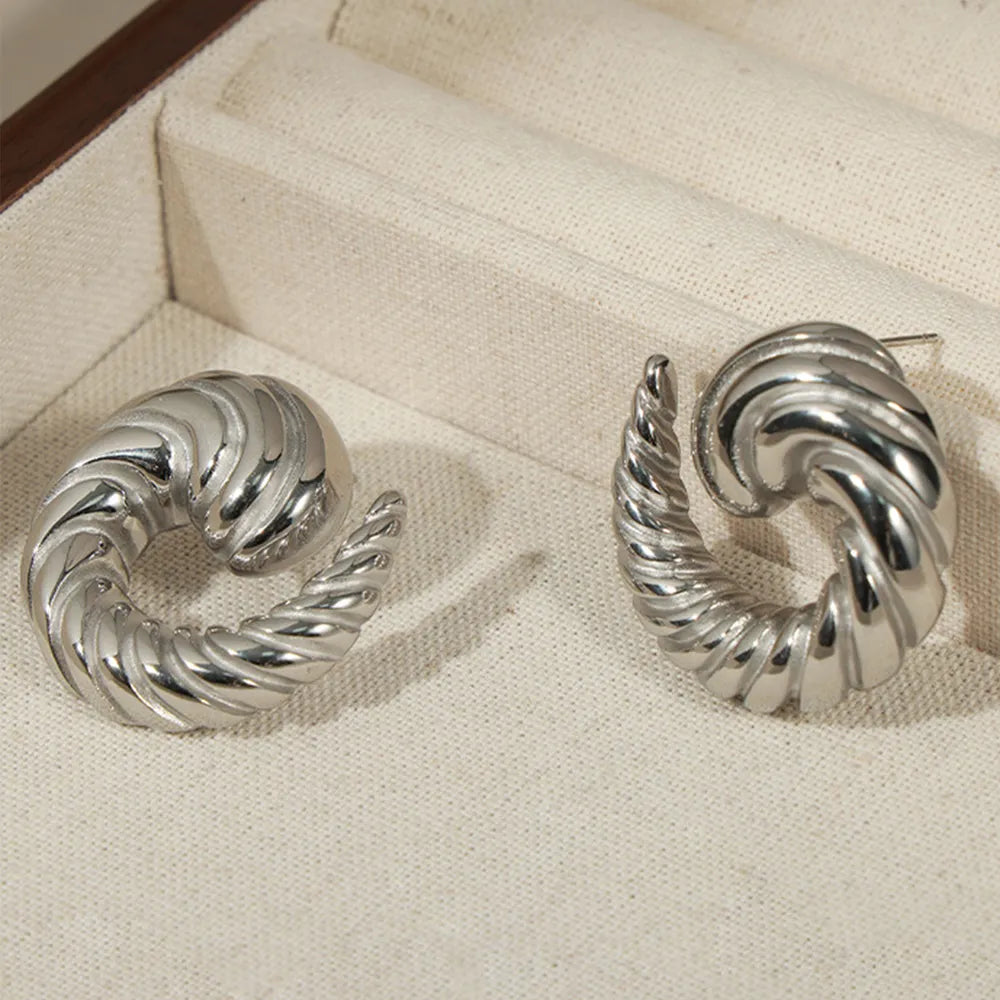 Titanium Steel Spiral Shape Stud Earrings - E-Esther Clothing Store