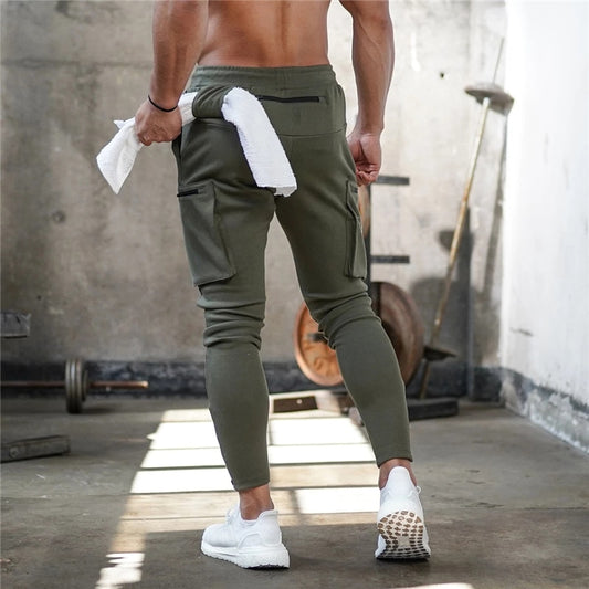 Mens Jogger Sweatpants Man Gyms Workout Fitness Cotton Trousers Male Casual Fashion Skinny Track Pants Zipper design Pants - E-Esther Clothing Store