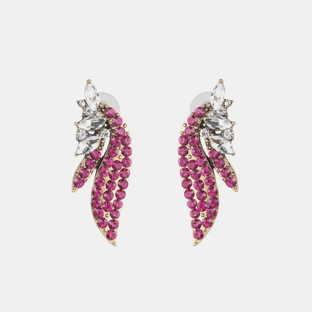 Alloy Glass Stone Stud Earrings - E-Esther Clothing Store