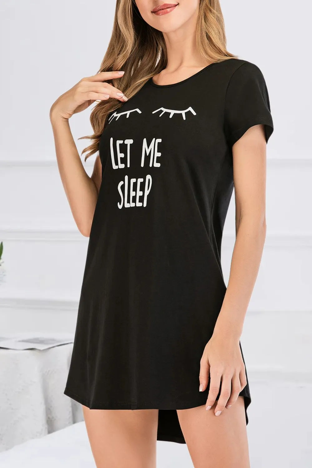 Graphic Round Neck Short Sleeve Lounge Dress - E-Esther Clothing Store