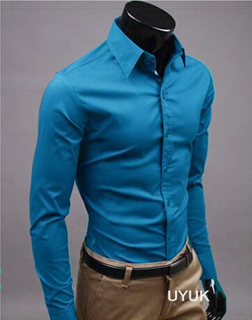 Men Shirt Long Sleeve Fashion Mens Casual Shirts Cotton Solid Color Business Slim Fit Social Camisas Masculina - E-Esther Clothing Store