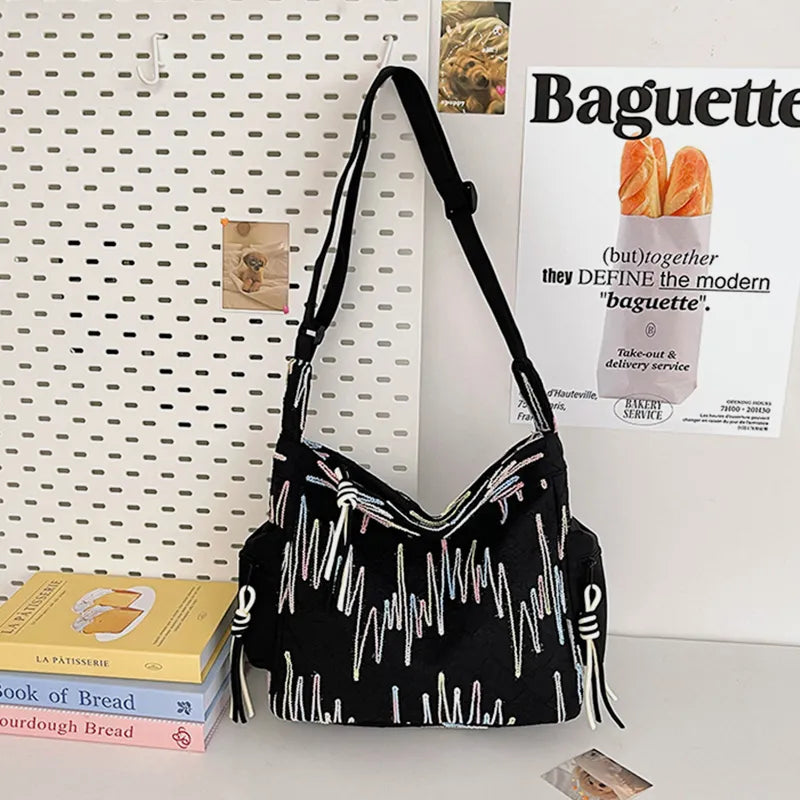 Contrast Texture Shoulder Bag - E-Esther Clothing Store