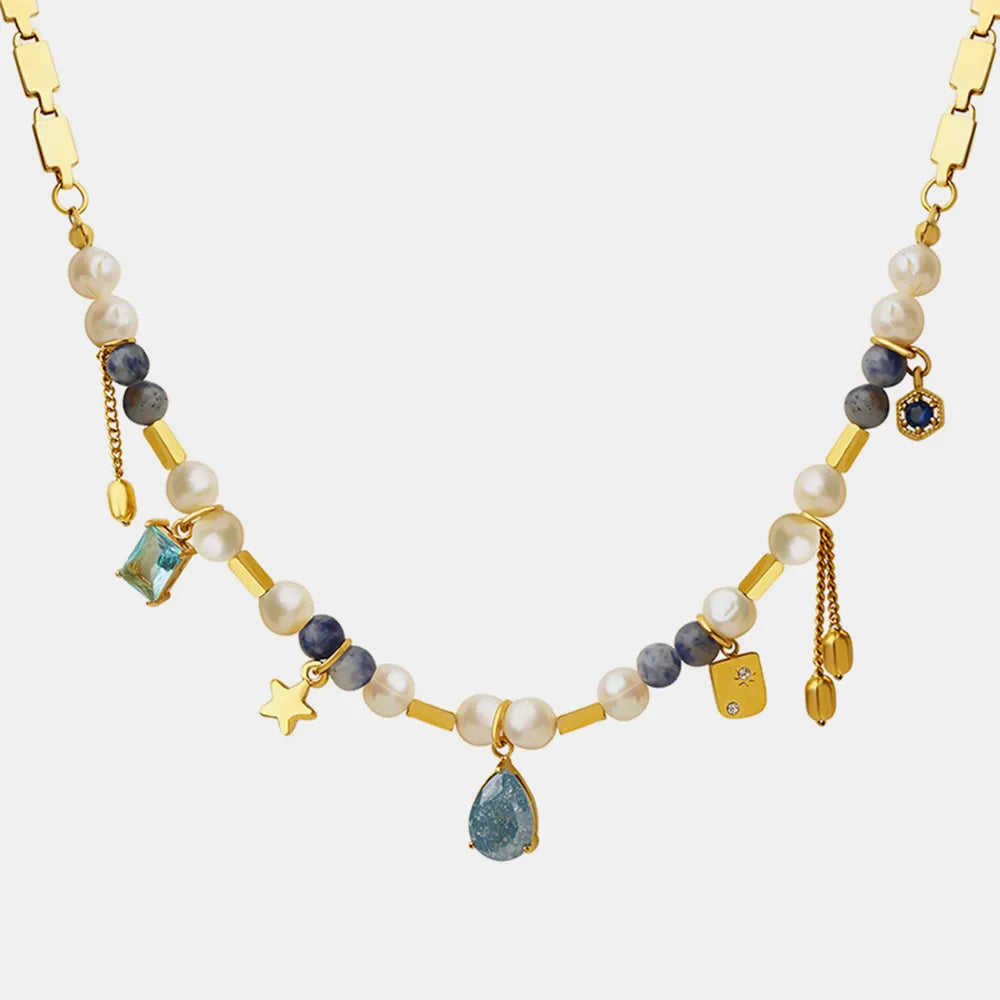 Natural stone freshwater pearl necklace necklace collarbone chain for girls - E-Esther Clothing Store