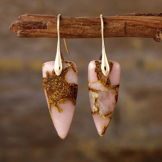 Natural Stone Geometric Shape Earrings - E-Esther Clothing Store