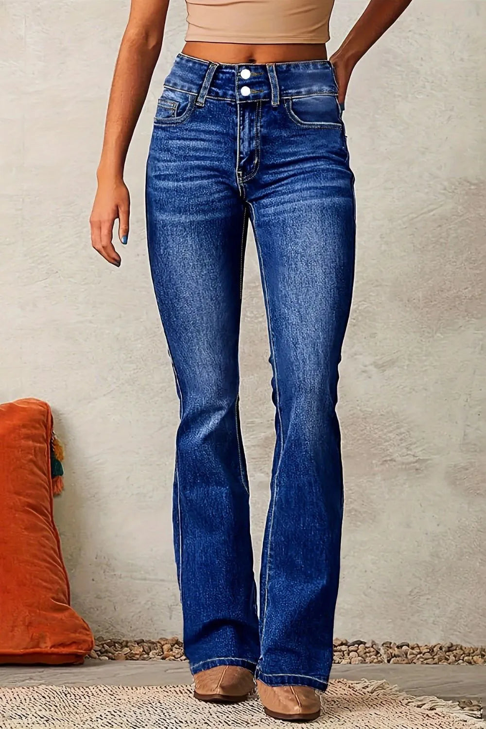 Cat Whisker Washed Bootcut Jeans - E-Esther Clothing Store