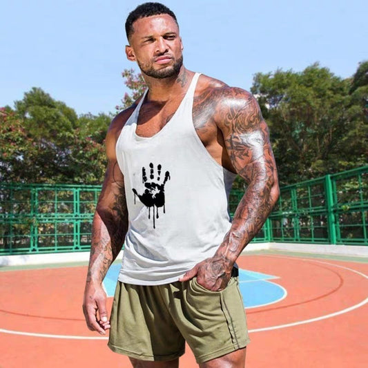 Fitness Tank Top Mens Sports Tank Top Summer Muscle Tank Top Cotton Sweat absorbing Embossed Thin Belt Tank Top - E-Esther Clothing Store