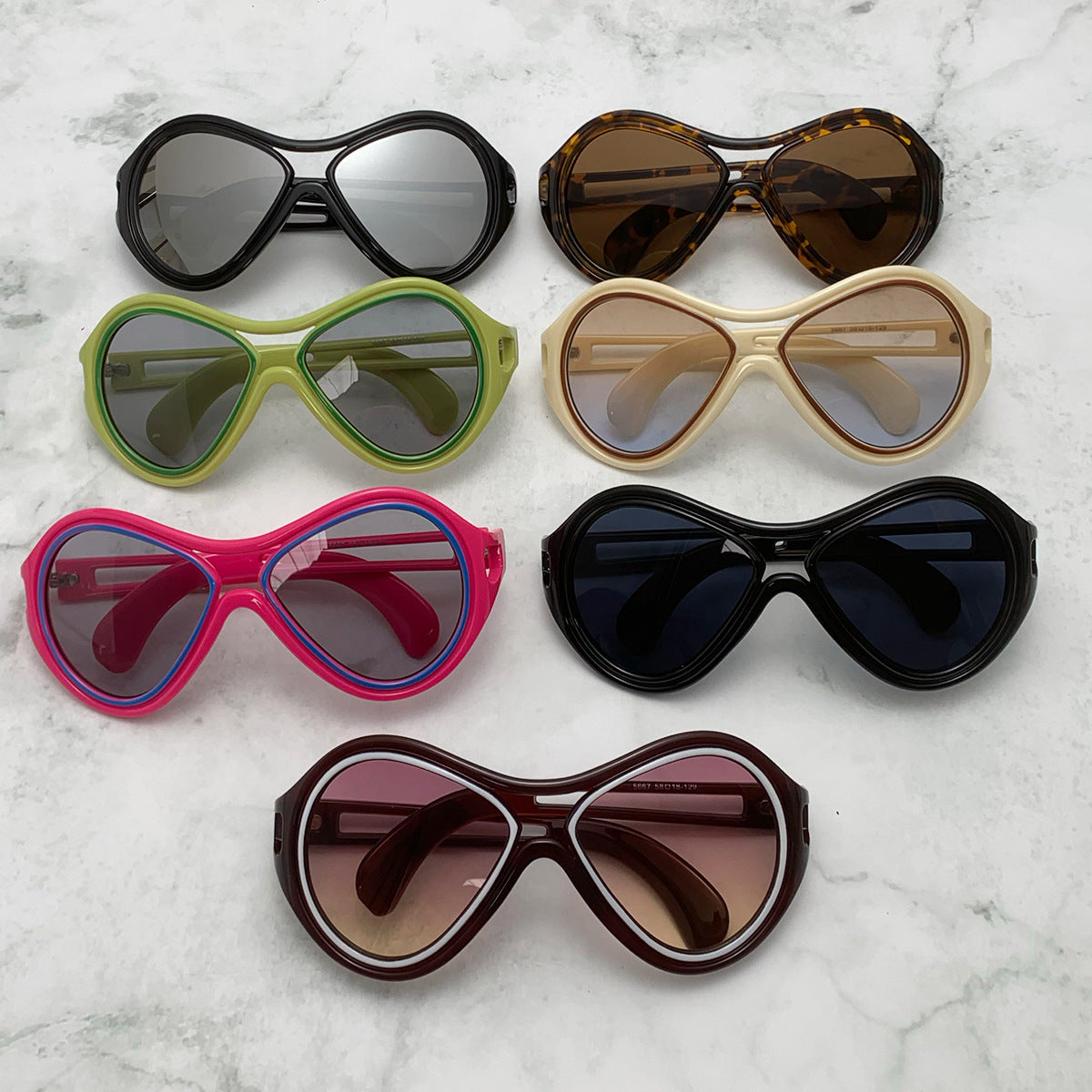 New European and American Sunglasses for Women UV400 Fashion Double Beam Round Frame Personalized PC Hollow Sunscreen Sunglasses - E-Esther Clothing Store