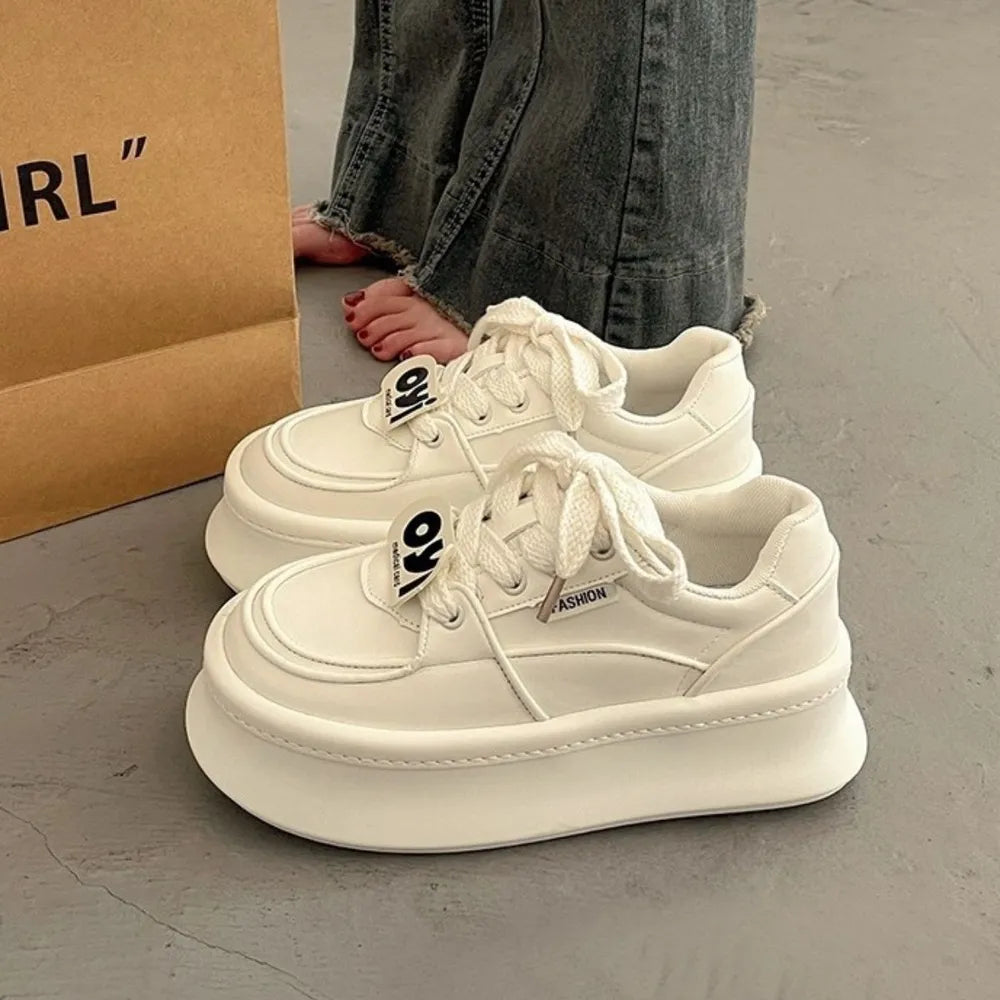 Lace Up Round Toe Platform Sneakers - E-Esther Clothing Store