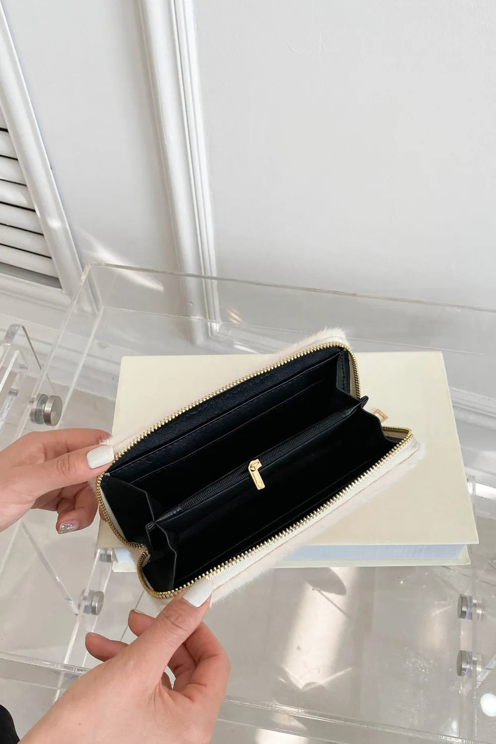 Solid Color Fluff Rectangle Wallet - E-Esther Clothing Store