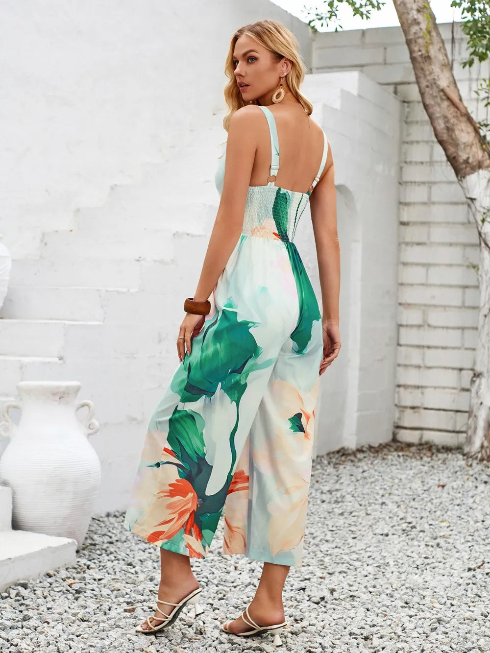 New printed shoulder strap hollow jumpsuit trendy women's clothing - E-Esther Clothing Store