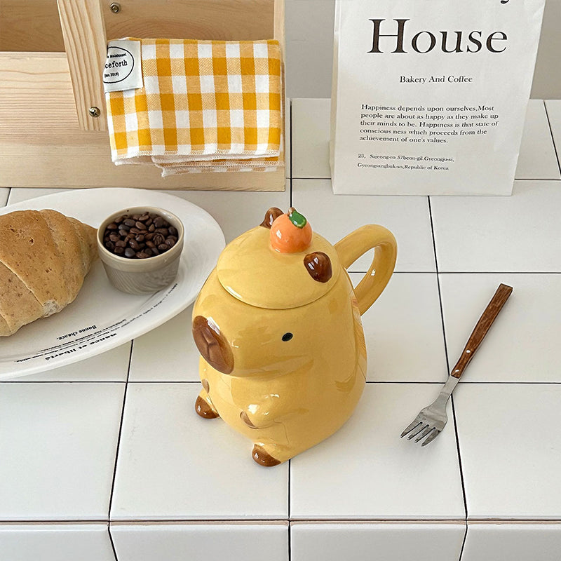 Fun 3D Capybara Mug Pair：3D capybara - designed mugs with handles & lids. A wonderful gift choice for girls. - E-Esther Clothing Store