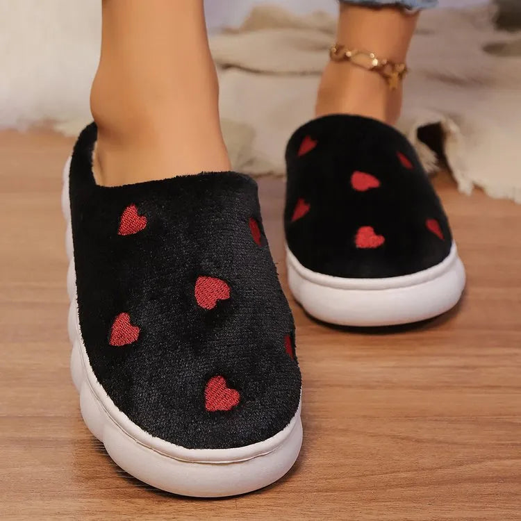 Heart Round Toe Flat Slippers - E-Esther Clothing Store