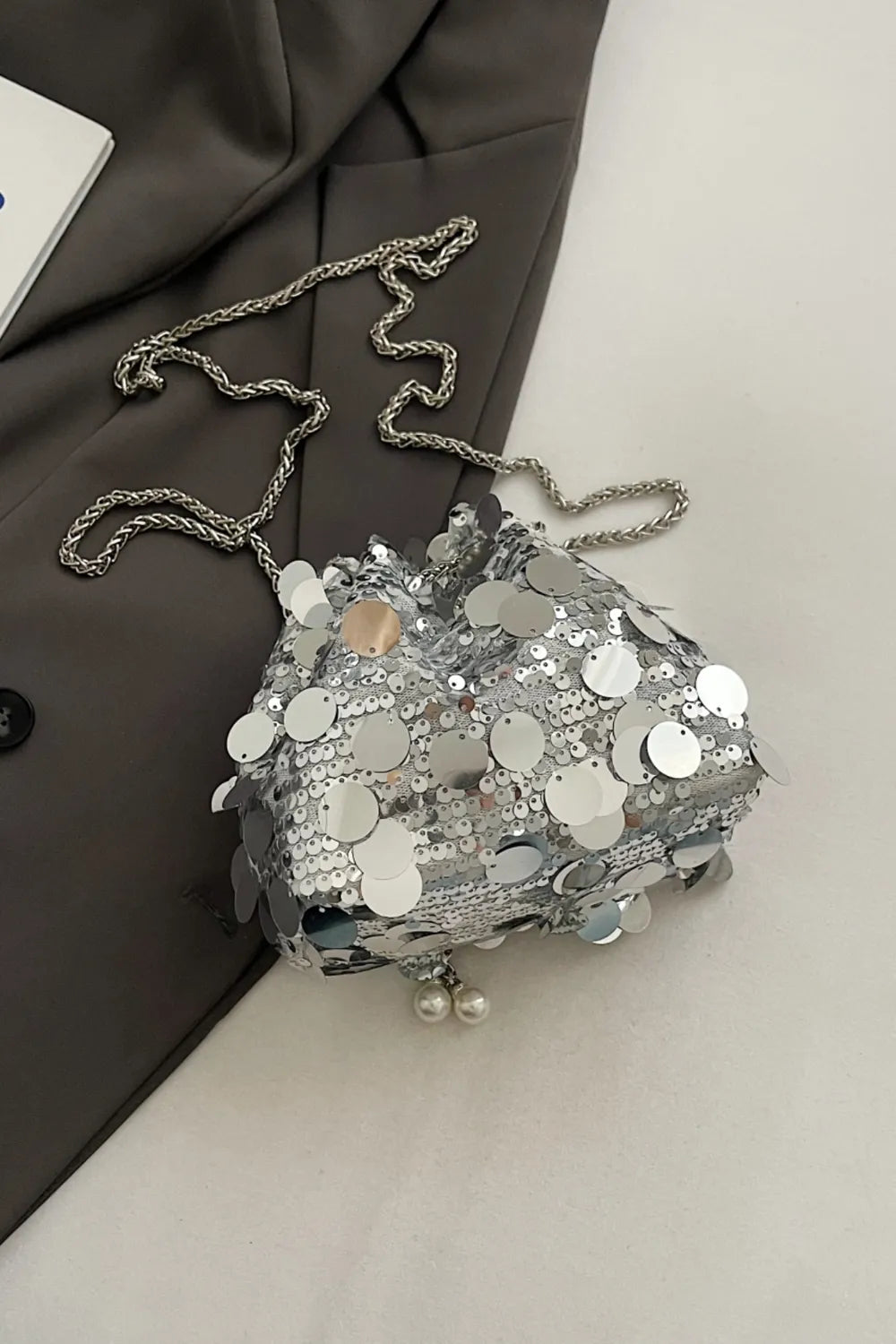Drawstring Sequin Crossbody Bag - E-Esther Clothing Store