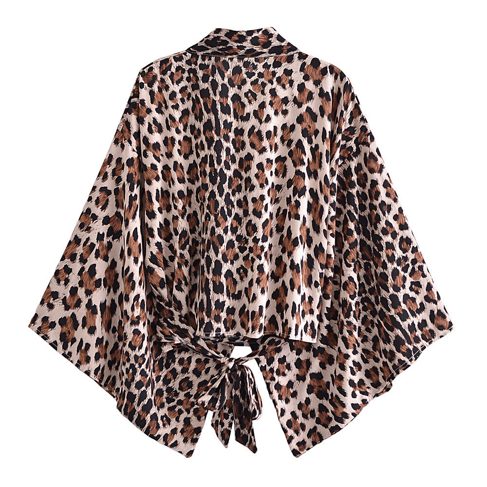 Fashionable printed V-neck batwing sleeve bohemian cover shirt - E-Esther Clothing Store
