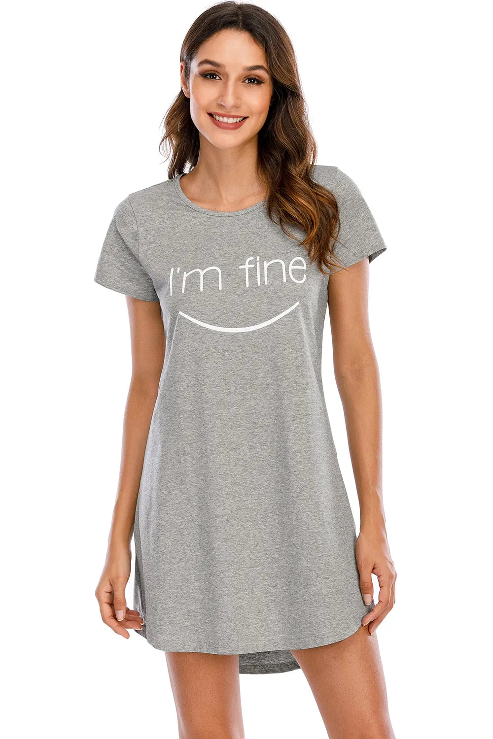 Graphic Round Neck Short Sleeve Lounge Dress - E-Esther Clothing Store