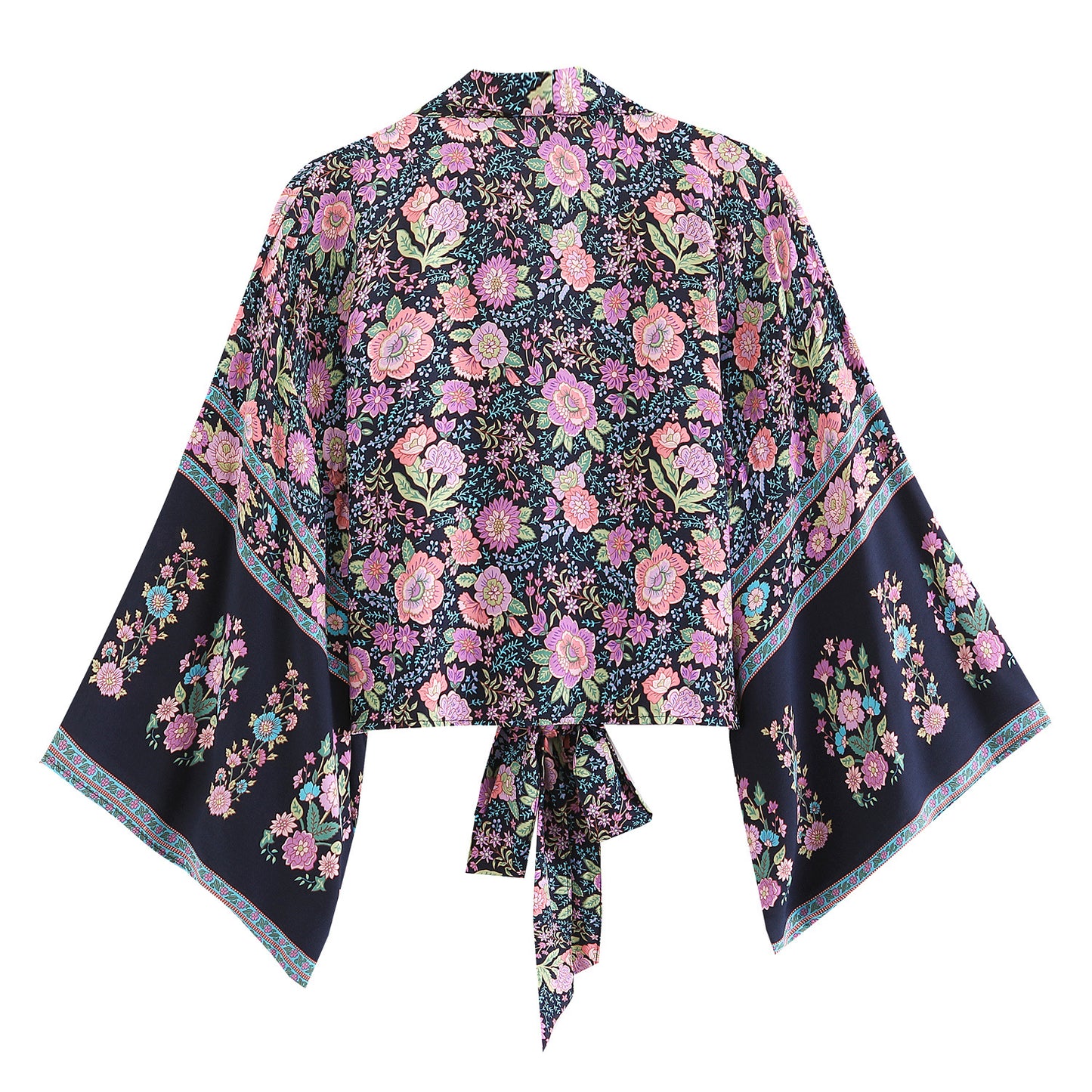 Fashionable printed V-neck batwing sleeve bohemian cover shirt - E-Esther Clothing Store