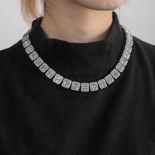 Cuban chain fashion new product square rock sugar chain 13mm necklace bracelet niche hip-hop jewelry accessories - E-Esther Clothing Store