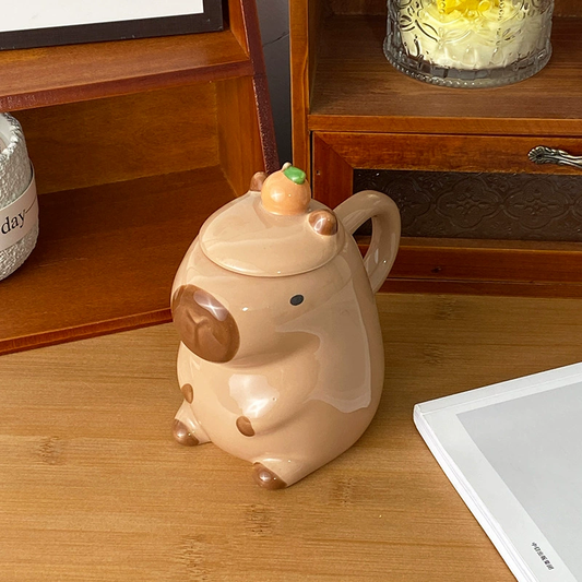 Fun 3D Capybara Mug Pair：3D capybara - designed mugs with handles & lids. A wonderful gift choice for girls. - E-Esther Clothing Store