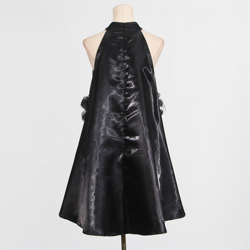 European and American socialite style dress with floral sophistication A-line short skirt for women - E-Esther Clothing Store