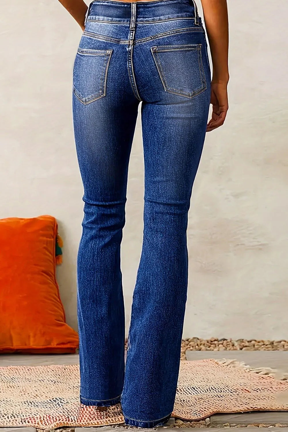 Cat Whisker Washed Bootcut Jeans - E-Esther Clothing Store