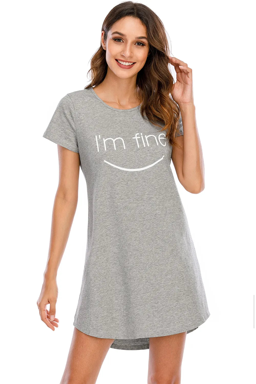 Graphic Round Neck Short Sleeve Lounge Dress - E-Esther Clothing Store