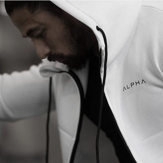 Mens Hoodies Fashion Alpha Brand Hoody Cotton Long Sleeves SweatShirt Zipper Cardigan Style Hoody Male Casual Sweatshirt - E-Esther Clothing Store