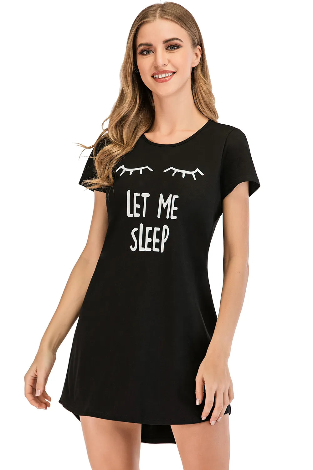 Graphic Round Neck Short Sleeve Lounge Dress - E-Esther Clothing Store